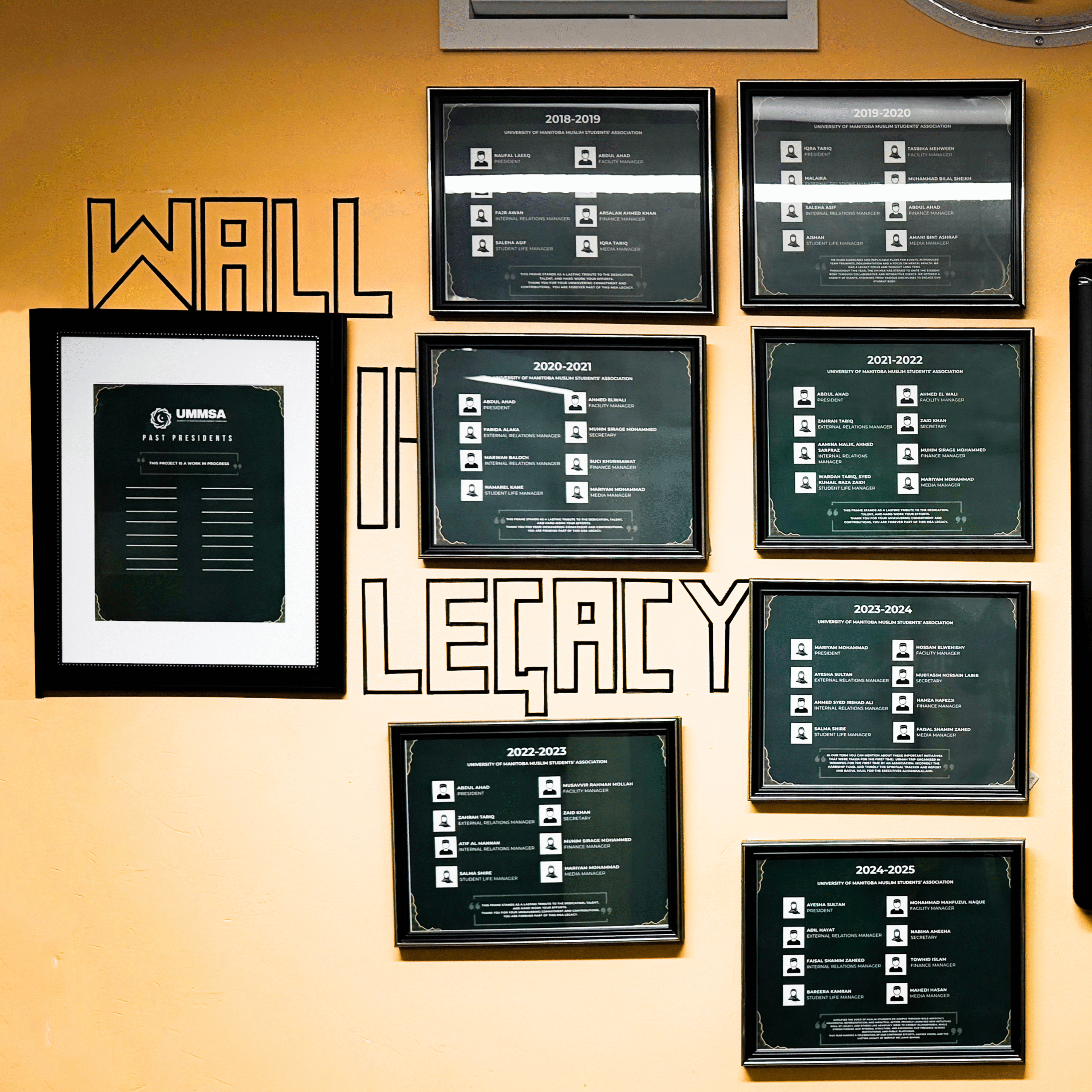 UMMSA Wall of Legacy