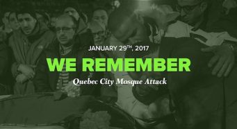 Commemorative image marking January 29, 2017, honouring the victims of the Quebec City Mosque attack as part of Islamophobia remembrance and advocacy efforts.